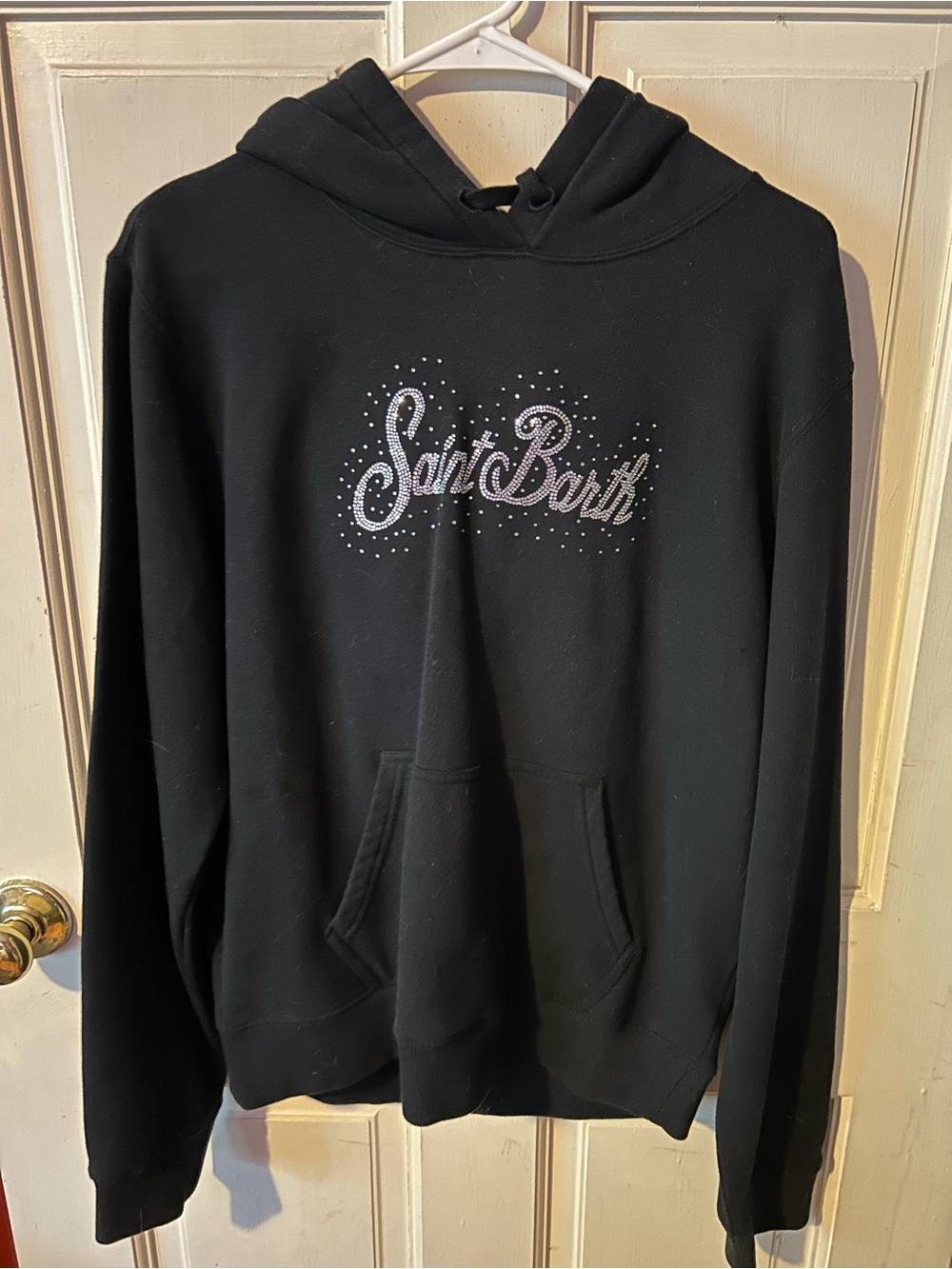 MC2 Saint Barth Black Pullover Hoodie with Crystal Script